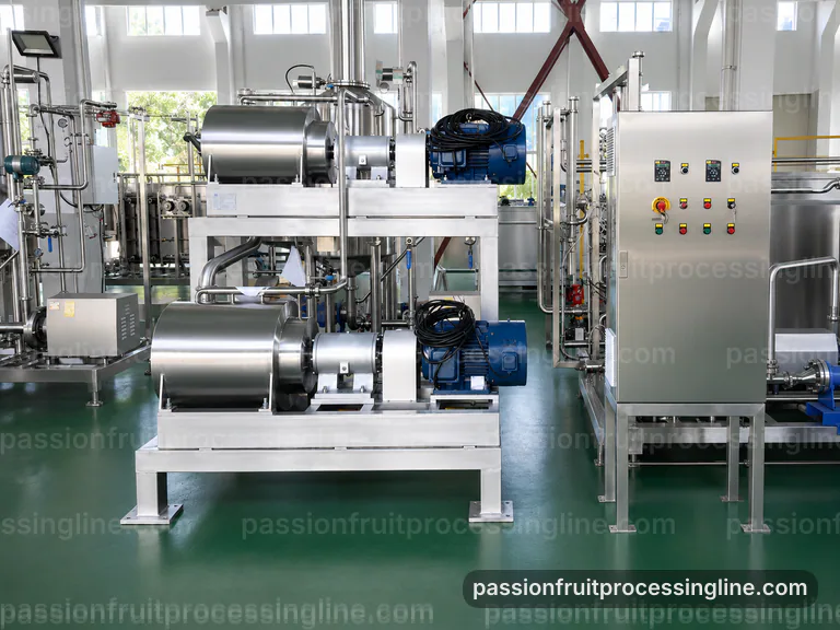 industrial passion fruit juice line, hygienic design: pulp scooping with gentle seed separation section connection view