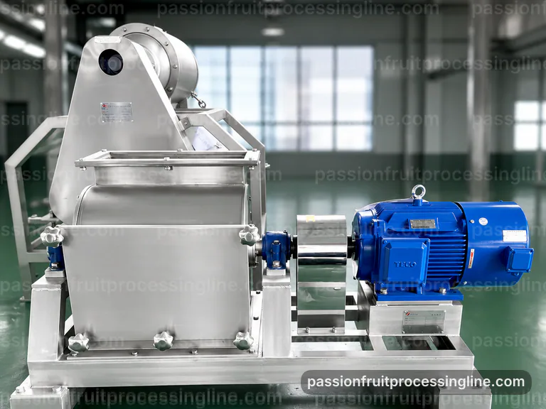 industrial passion fruit juice line, installation and maintenance: pulp scooping with gentle seed separation section connection view