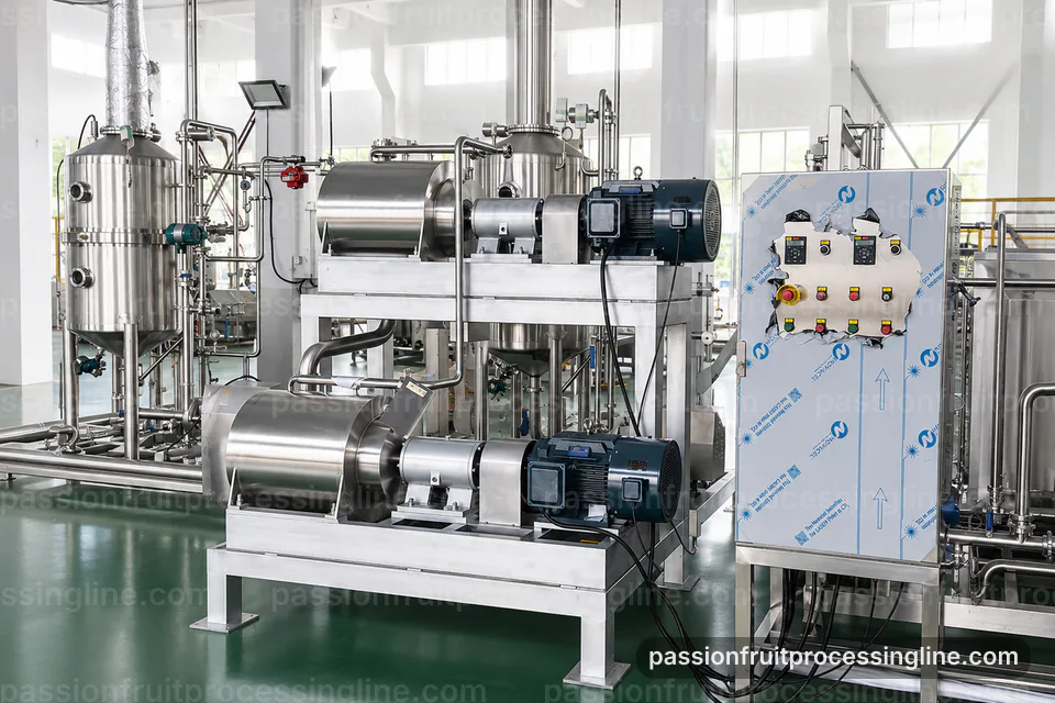 Industrial Passion Fruit Juice Line: Plant Integration Operating Stage industrial passion fruit juice line, plant integration: pulp scooping with gentle seed separation section operating stage