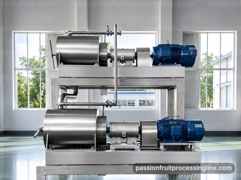 industrial passion fruit juice line, applied process engineering: pulp scooping with gentle seed separation section connection view