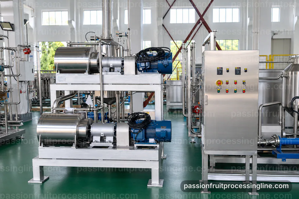 Industrial Passion Fruit Juice Line: Feed And Output Handling Operating Stage industrial passion fruit juice line, feed and output handling: passion fruit seed separator operating stage