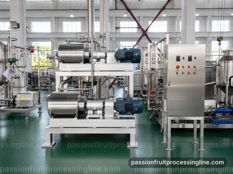 industrial passion fruit juice line, process sequence: passion fruit seed separator connection view