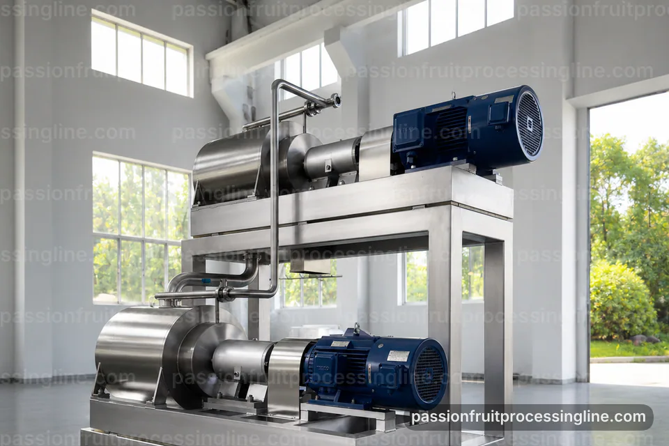 industrial passion fruit juice line, proposal requirements: pulp scooping with gentle seed separation section operating stage
