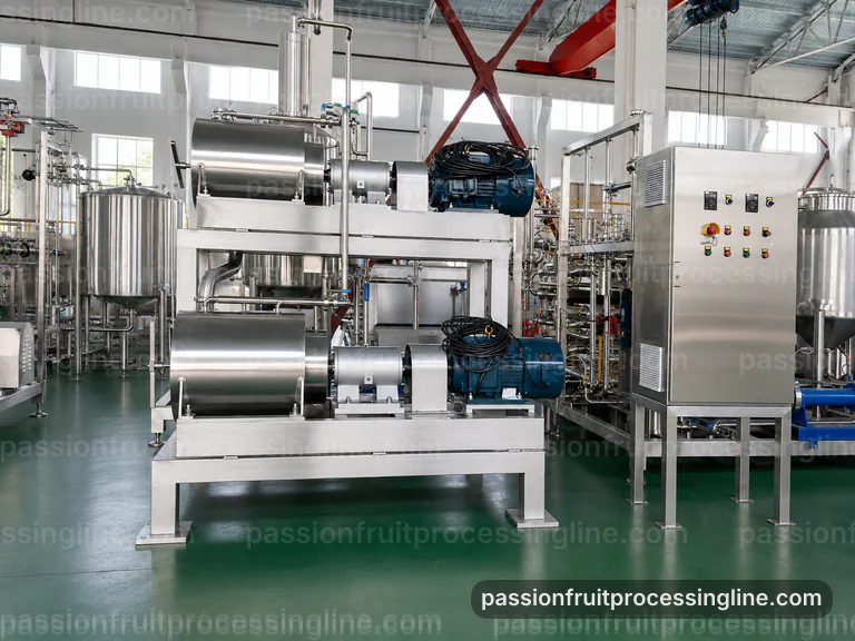 industrial passion fruit juice line, selection criteria: passion fruit seed separator connection view