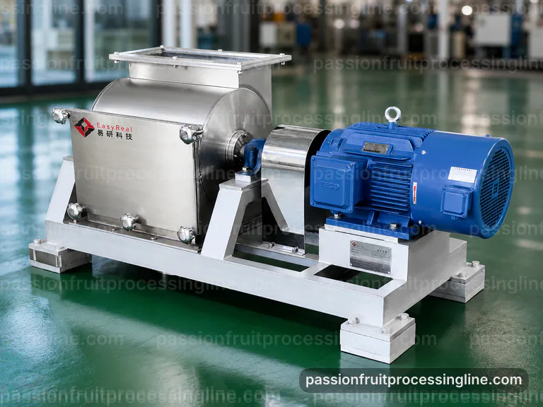 industrial passion fruit juice line, performance troubleshooting: passion fruit seed separator connection view