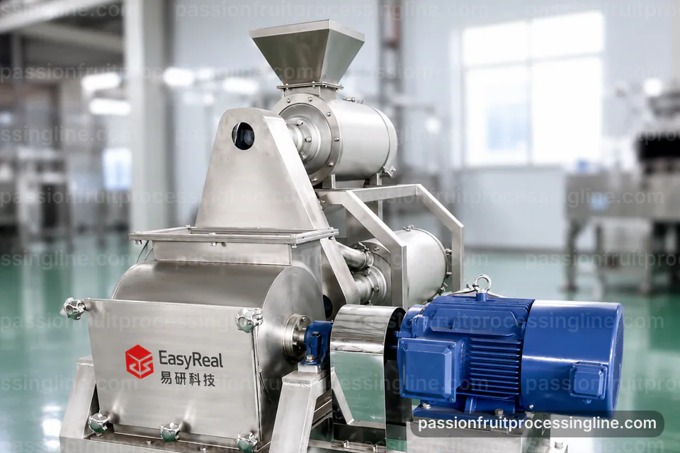 industrial passion fruit juice line, performance troubleshooting: pulp scooping with gentle seed separation section operating stage