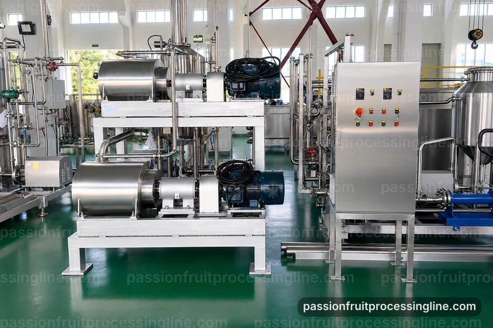 industrial passion fruit juice line, configuration options: pulp scooping with gentle seed separation section operating stage