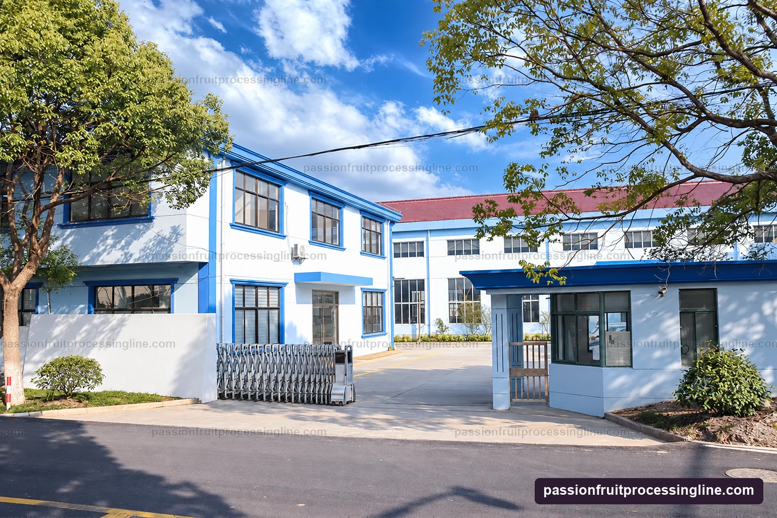Processing-equipment manufacturing facility buildings and entrance