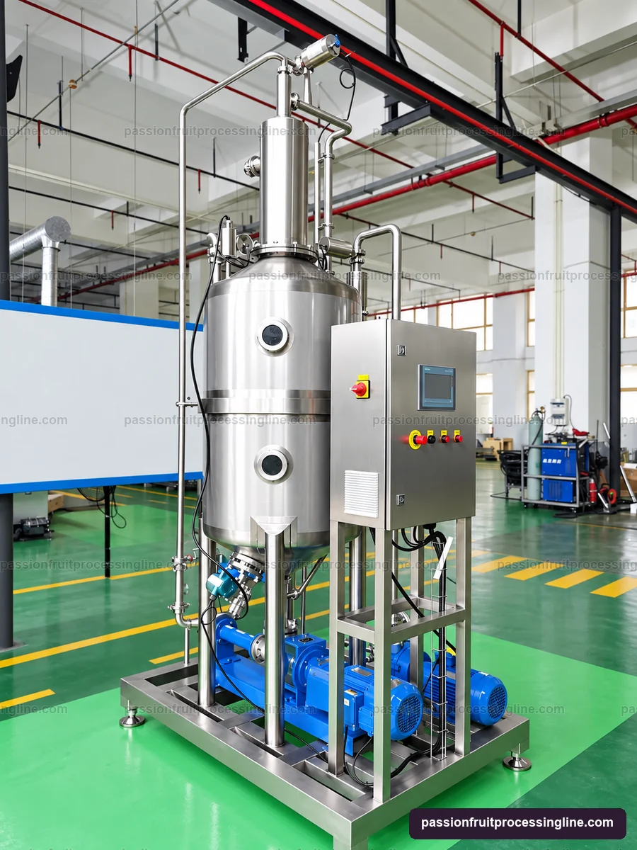 Vacuum processing unit with vessel, upper column, pipework and control cabinet